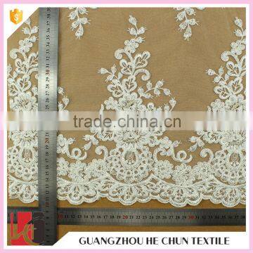 HC-5693-1 Hechun Sew Bling Crystal Beaded Austrian Bridal Lace Fabric for Evening Gown photo-6