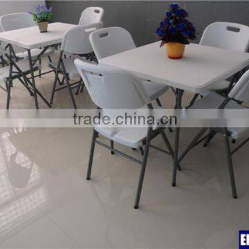 Newest folding plastic square table (HDPE, blow molded, steel legs), outdoor picnic table