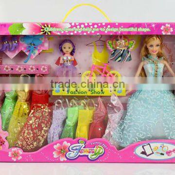 Plastic dressing girl doll toys