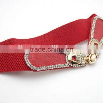 rhinestone belt for lady strethc fiber elastic rayon PU belt making machine factory wholesale