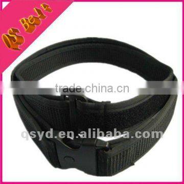 wrapped side double layer military webbing belt with hook and loop fastener