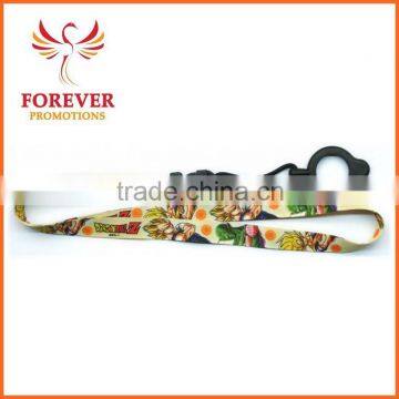 Carton printing Plastic Buckle and Key Ring Polyester Keychain Lanyard