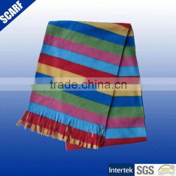 Multicolor stripe design winter printed polyester fleece scarf