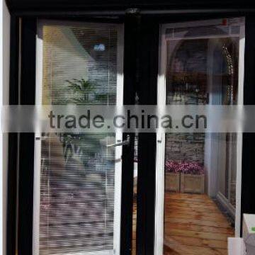 Thermal break aluminum casement window with inside louver and invisible fly screen