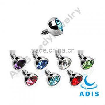 16g dermal anchor tops cz stone ball skin diver piercing body jewelry