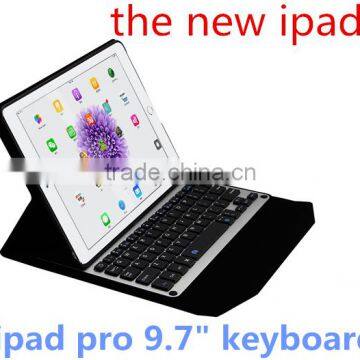Luxury Aluminium Alloy Wireless Bluetooth Keyboard +PU Leather Cover Protective Smart Case For new iPad Pro 9.7 "Case