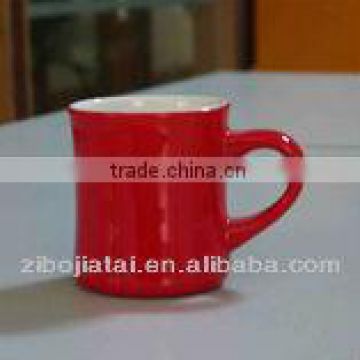 Red Glazed Thin Waist Ceramic Promotional Mug