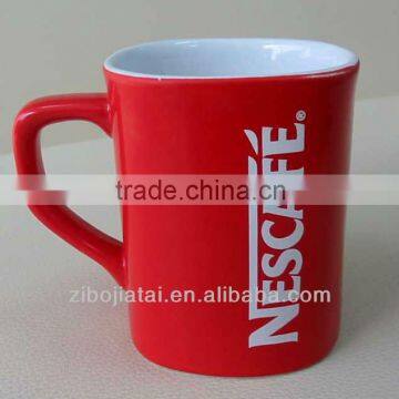 Hot Sale Red Glazed Ceramic Square Nescafe Mug