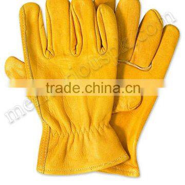 Yello Cow Leather Driver Safety Gloves