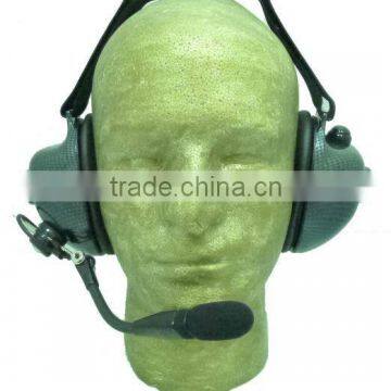 Racing track noise reduction ear-muff headset for 2-way radios