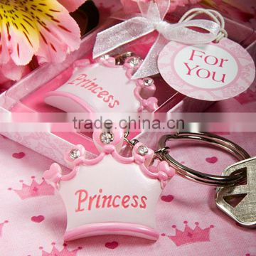 Pink - blue crown themed princess metal keychain for baby showers                        
                                                Quality Choice