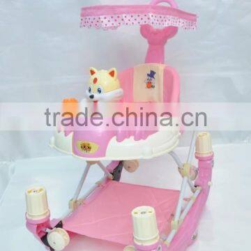 2016 cheaper baby walker with 8 wheels,3 safety belt, small toys and musics sell well in african and south usa marketing..