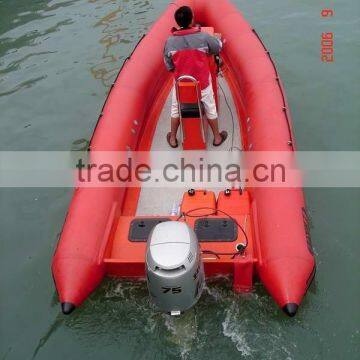 Glass Fiber Rib Inflatable Rubber Motor Boat with Outboard Engine