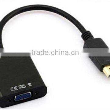 Gold plated Dispayport male to VGA Female cable adapter black color top quality cabletolink 30cm