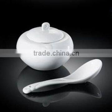 H4753 wholesale chaozhou super white porcelain round sugar pot