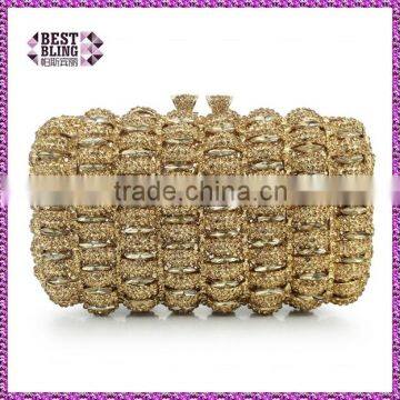 new arrival hard shell gold rhinestone woman evening handbag crystal evening ladies clutch (88168A-G)