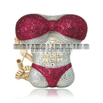 Red rhinestone bikini Shape Novelty Cord Phone Telephone