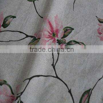 Popular Polyester/linen Mixed Flower Printed Curtain Fabric for Hotel Sleeping Room photo-3