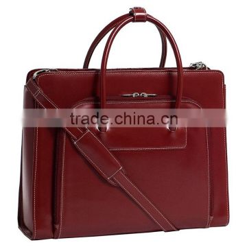 women Leather Laptop Briefcase with Removable Sleeve