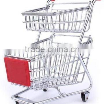 RH-SX06 Creative desktop organization double layers metal mini shopping cart