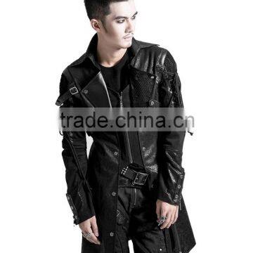 Poison Black Jacket Mens Faux Leather Goth Military Coat