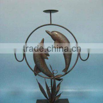 metal dolphin home decor with candle holder