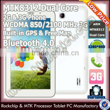 Cheapest 7" 3g phone mtk8312 dual core tablet GPS FM