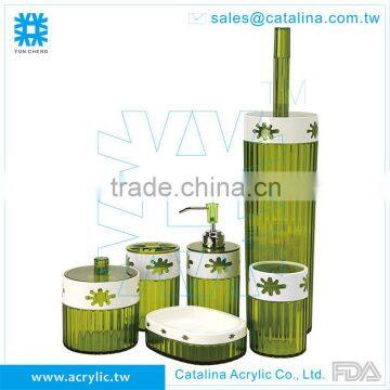 Green Bathroom Product,Toilet Brush Tumbler Lotion Dispenser Cotton Jar Soap Dish Toothbrush Holder Acrylic Houseware Decoration