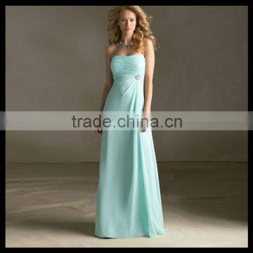 No Risk Shopping Strapless Mint Floor Length Chiffon Gown Bridesmaid Dresses bm0006