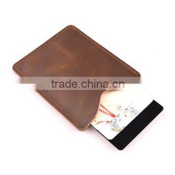 Split leather card holder bus card case brown leather