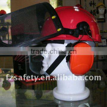 standard safety helmet with earmuffs and face shield