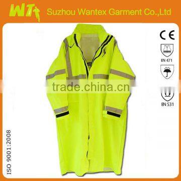 hot sale bulk 100% polyester waterproof reflective working coal mine parka rainwear for men