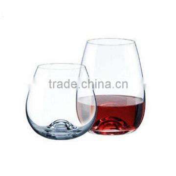 Lead free material stemless wine glass hand made kick wine glass kick glass cup for sale