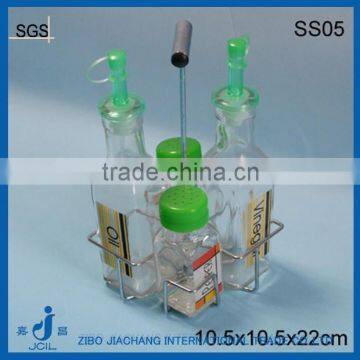 Clear olives oil glass bottle with plastic lid rack set