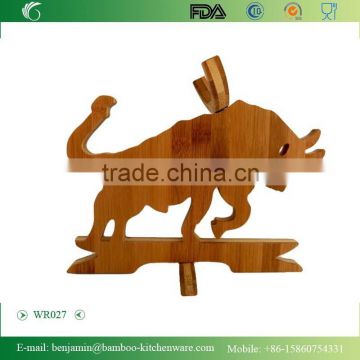 WR027/100% Bamboo Material Hot Sale Bull-Shaped Folding Bamboo Wine Rack