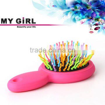 New 2016 My girl Detangler custom fancy Anti-static Massage Anti-Tangle hair brushes with mirror small rainbow hairbrush