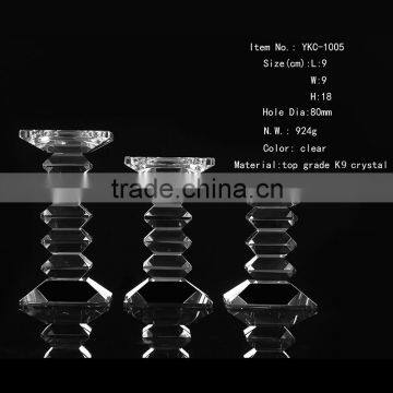 3 kinds of sizes cheap long stemmed glass candle holder for wedding decoration