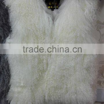 Wholesale New Style Tan Sheep Fur Vest Colored