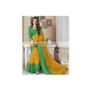 Sterling Gold Georgette Saree/famous indian saree designers