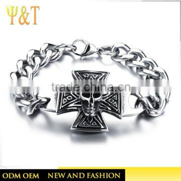 pure silver red corundum power skull bracelets silver/rose gold/gold bracelet