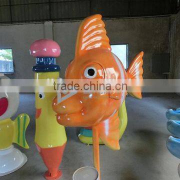 Cartoon Fish Fiberglass Water Spray Features for Water Play Equipment