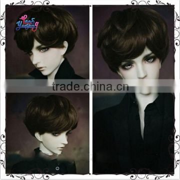 Handsome synthetic short dark brown 1/4 bjd boy doll wigs