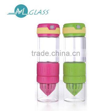 China supplier handmade glassware glass fruit infuser bottle OEM 500ml N6399