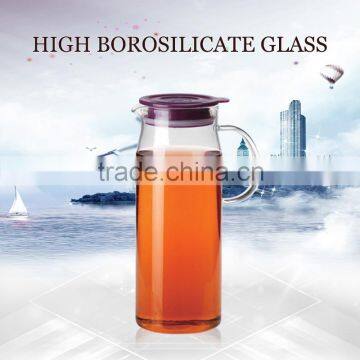 wholesale glass water pot juice pot with plastic lid borosilicate glass