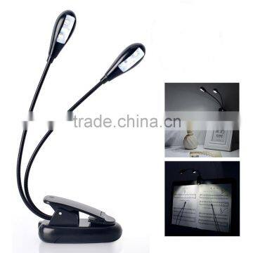 Gooseneck 4 LED Flexible Eye Care Dimmable Clip LED Book Light Dual Head Rechargeable emergency light