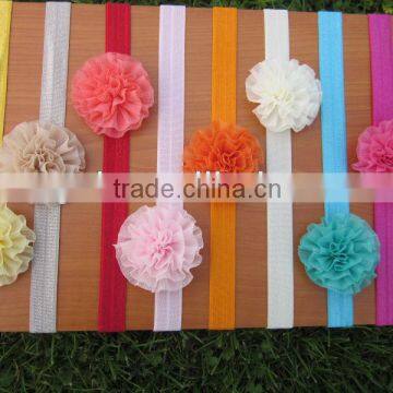 2"Chiffon Silk Flowers Rosette Flowers Chiffon Shabby Flowers with Baby Headbands for Kids Hair Accessories