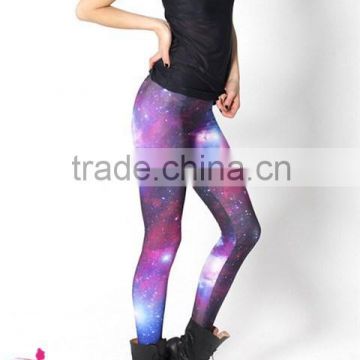 Wholesale Blue Purple Star Galaxy Pattern Skinny Leggings Slim Fit leggings for women