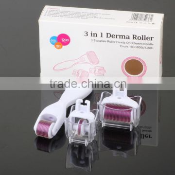 3 in 1 Derma Roller with 3 Separate Roller Heads 180/600/1200 Derma Roller