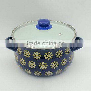 Blue Flower Decal Printed Carbon Steel Enamel Coating Enamel Casserole