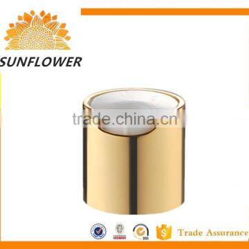 New 2016 China plastic gold/ sliver aluminum disc top cap Press Top Cap for bottle 24/410